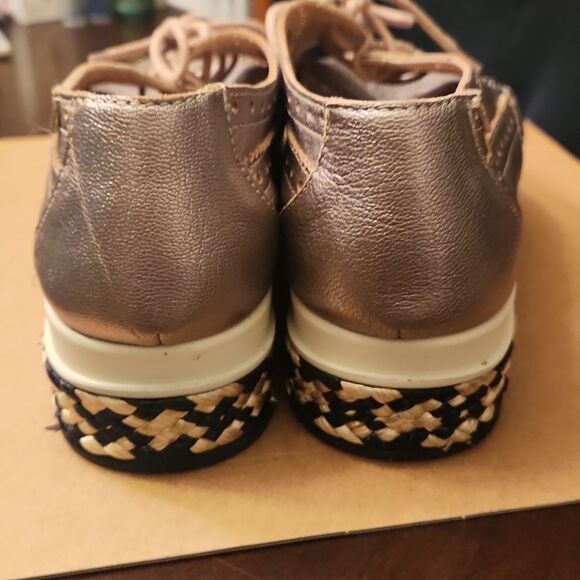 Pikolinos Women's Gold Lace-Up Shoes w/ Woven Rattan Soles Base Size 37 US 7 - Picture 4 of 10